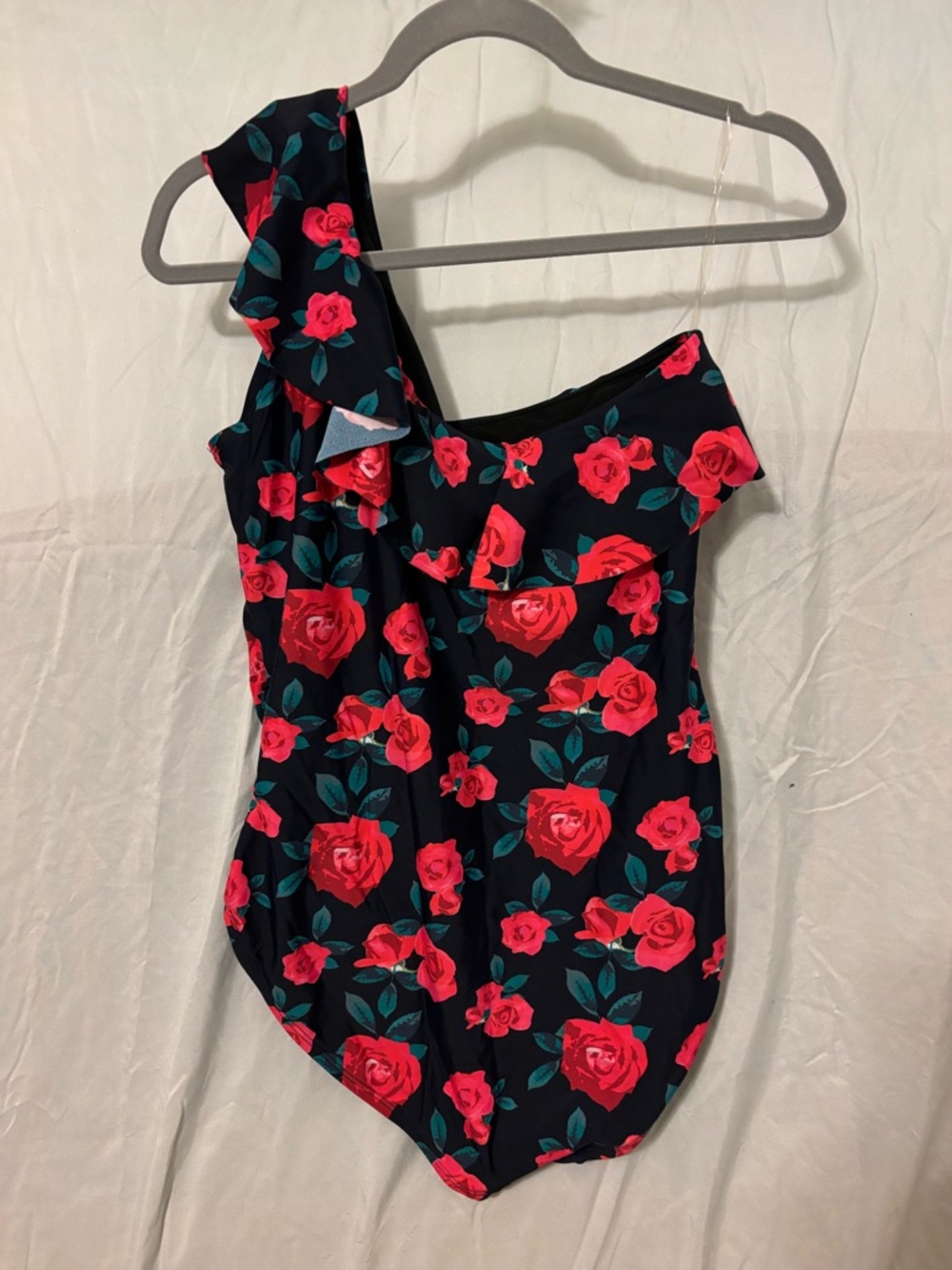 Hilor One Shoulder Ruffle One-Piece Swimsuit Size 14 | Tummy Control Flounce - Picture 2 of 4